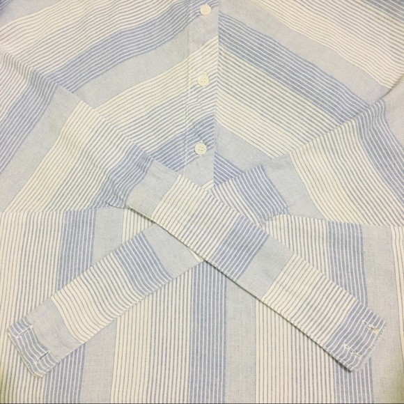 Half Sleeve Striped Shirt Dress - Blue and White - Picture 7 of 9